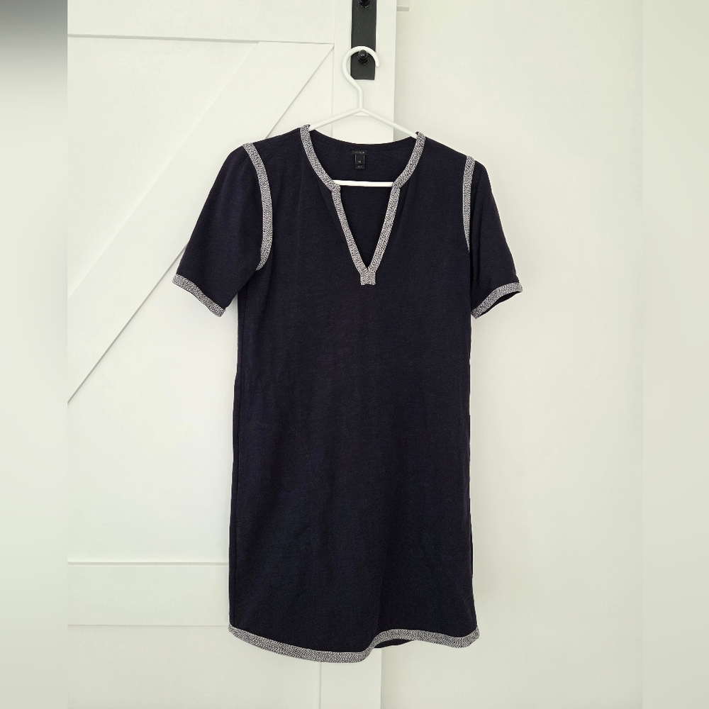 J. Crew Navy Dress with White Accents